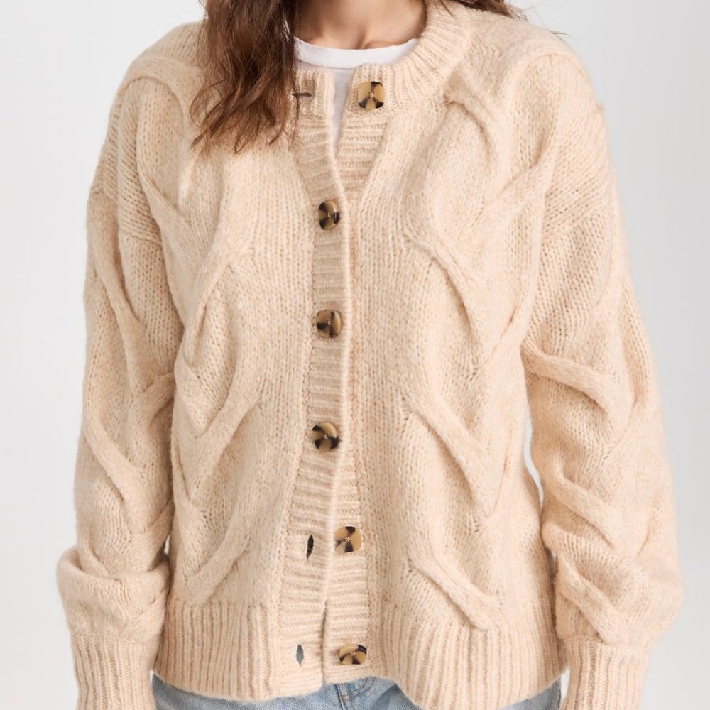 NWT Cable Ashmont Cardigan Sweater - Heather Powder